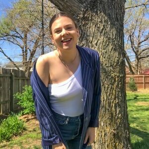 Vintage 90s Chad Stevens Navy Pinstripe Oversized Blazer